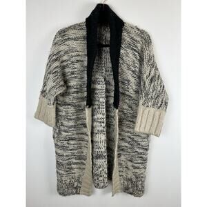 Alpaca Wool Blend Thick Heavy Open Cardigan Women's TEA Size‎ Small Elbow Sleeve